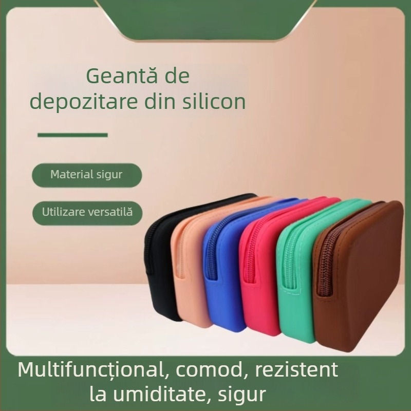 Portofel silicon pentru monede și depozitare, organizator multifuncțional pentru cosmetică și accesorii, rezistent la apă și praf, unisex, pentru utilizare zilnică (Silicon; rezistent la apă și praf; unisex; utilizare zilnică)