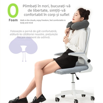 BEWALKER pernă de gât în formă de U din memory foam, suport reglabil prin umflare, pentru călători