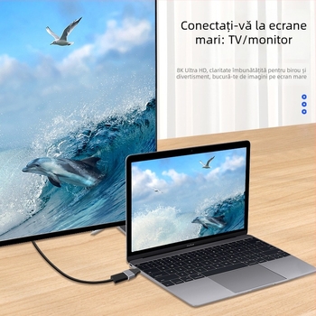 Adaptor extensor Mini HDMI către HDMI femelă, versiunea 2.1, 8K HD, pentru docking PC și cameră