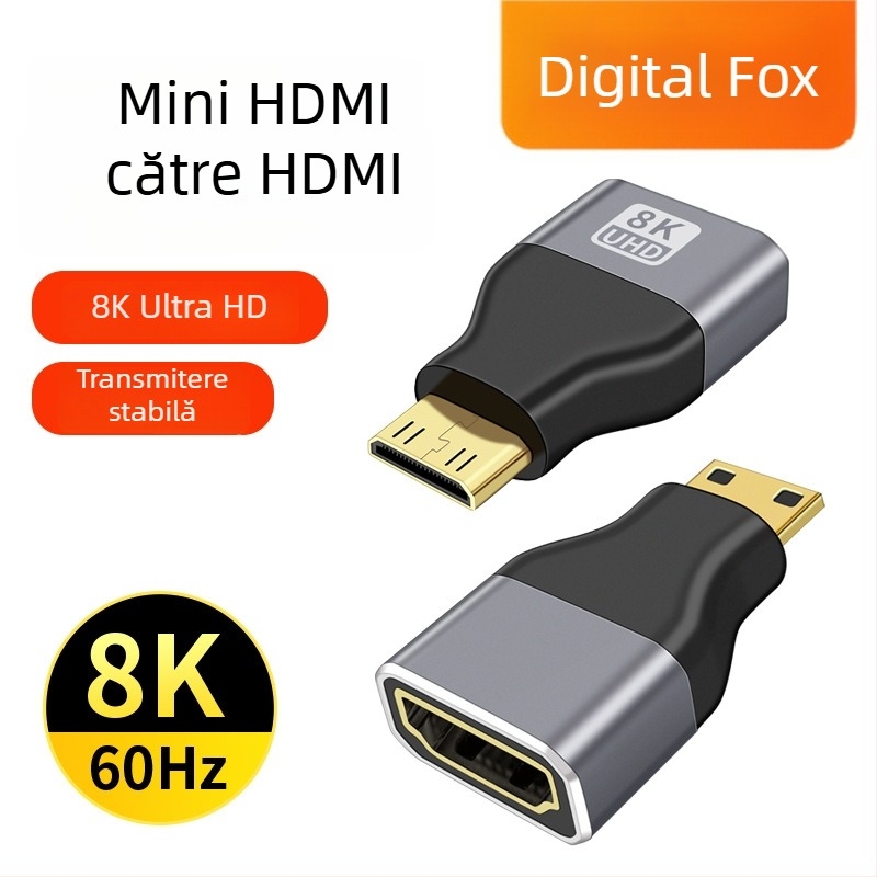 Adaptor extensor Mini HDMI către HDMI femelă, versiunea 2.1, 8K HD, pentru docking PC și cameră
