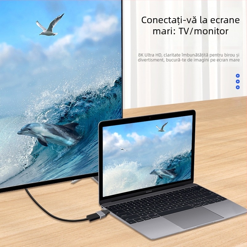 Adaptor extensor Mini HDMI către HDMI femelă, versiunea 2.1, 8K HD, pentru docking PC și cameră