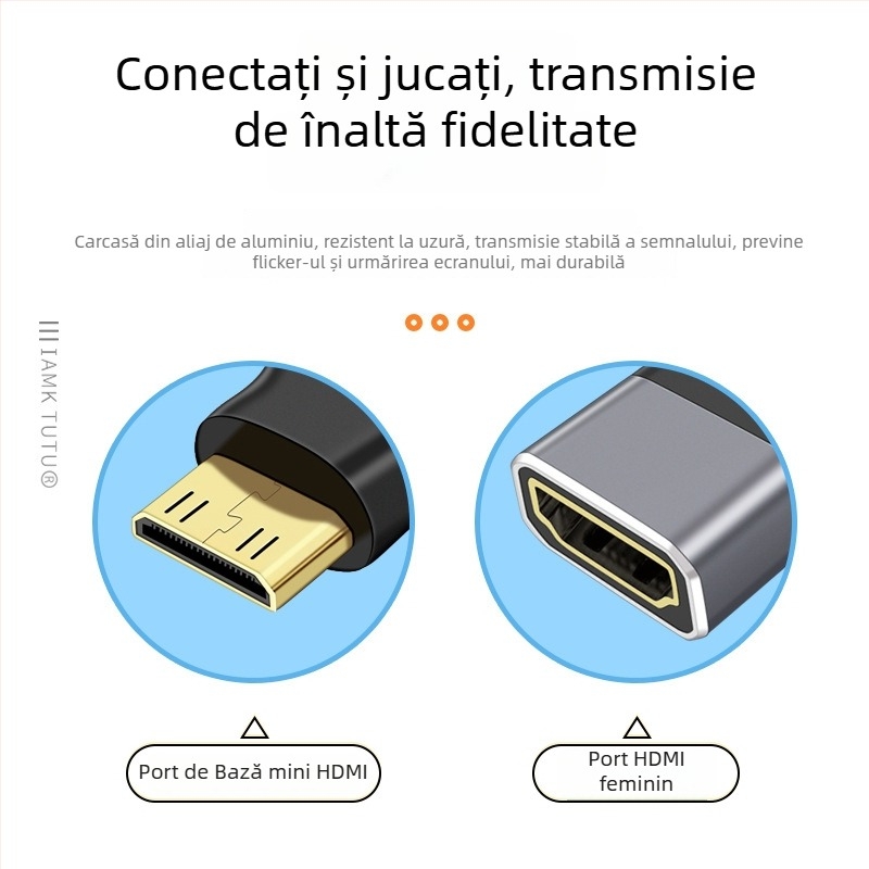 Adaptor extensor Mini HDMI către HDMI femelă, versiunea 2.1, 8K HD, pentru docking PC și cameră
