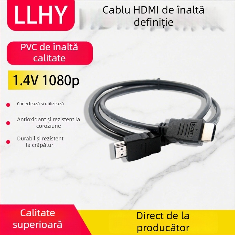 Llhy Cablu HDMI, Interfață HDMI, Fir CCS, Conector turnat prin injecție, 1080p