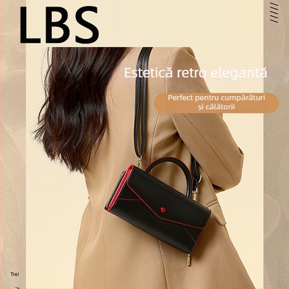 Geantă de umăr din piele PU – stil urban, monocrom, brand Lbs, model 1325