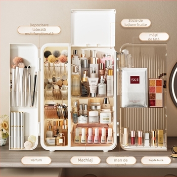 Organizator de depozitare pentru cosmetice din plastic, stil simplu și modern, lansare în 2025, Light up space