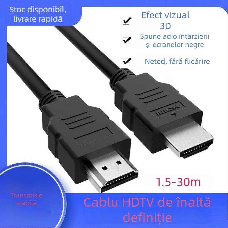 Cablu HDTV pentru Set-Top Box către monitor/TV – cupru, conector drept, placat cu nichel, lungimi 1,5–30 m