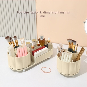 Time Machine Suport Rotativ pentru Pensulele de Machiaj cu Cutie de Depozitare - Plastic, Personalizare Procesare, Origine Zhejiang, Primăvara 2024, Stil Light Luxury
