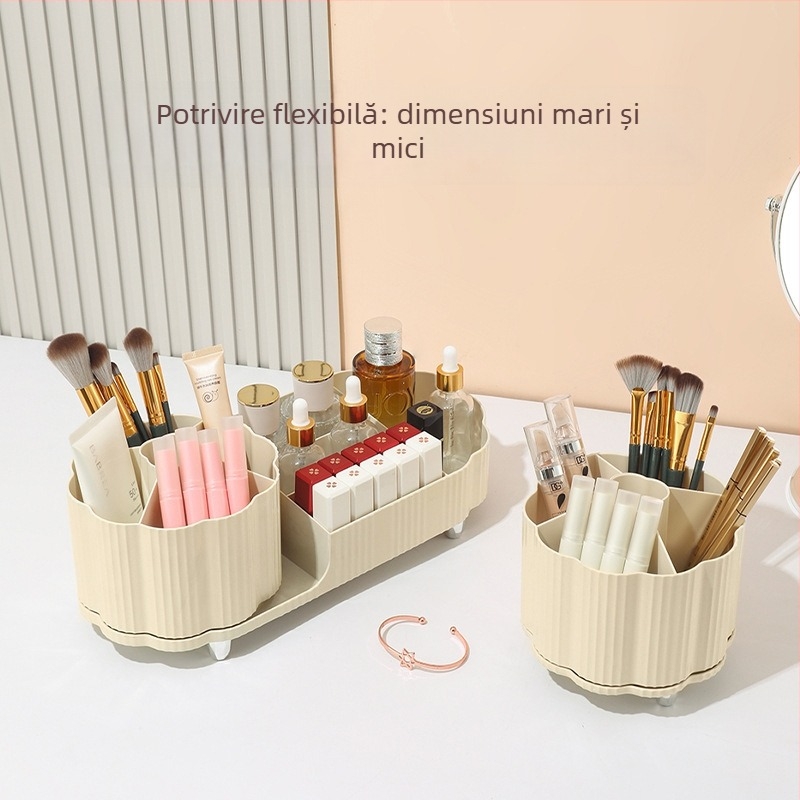 Time Machine Suport Rotativ pentru Pensulele de Machiaj cu Cutie de Depozitare - Plastic, Personalizare Procesare, Origine Zhejiang, Primăvara 2024, Stil Light Luxury