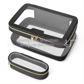 Sac cosmetic transparent din TPU, material impermeabil, căptușeală PU — stil urban simplu, unisex
