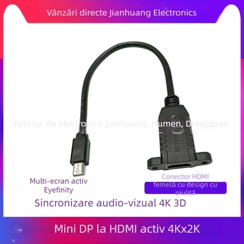 Adaptor Mini DP către HDMI activ, interfață HDMI, cablu din cupru 0,23 m
