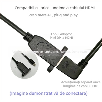 Adaptor Mini DP către HDMI activ, interfață HDMI, cablu din cupru 0,23 m