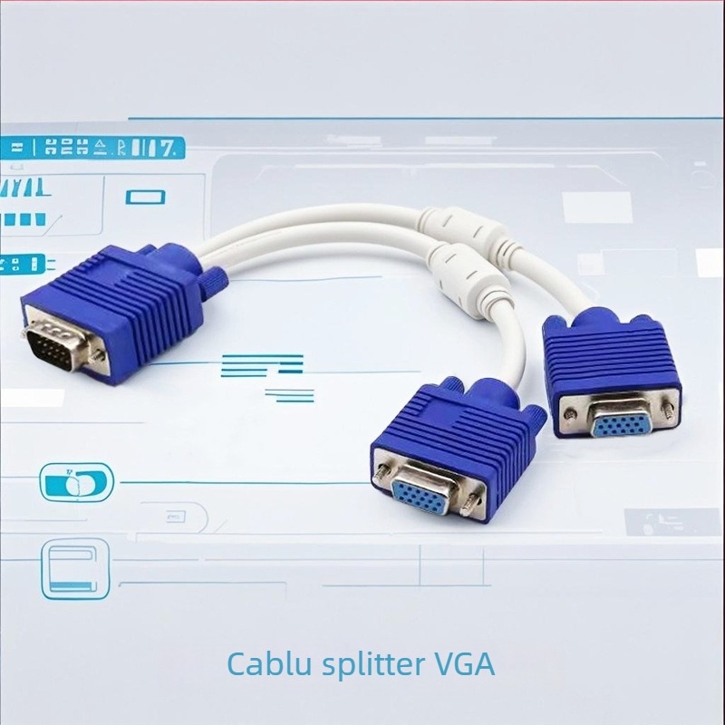 Cablu VGA splitter 1 la 2, cablu adaptor, cupru, turnare prin injecție, pentru PC