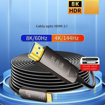 Cablu HDMI 2.1 cu fibră optică – 8K/4K viteză înaltă pentru gaming, PC și monitor TV