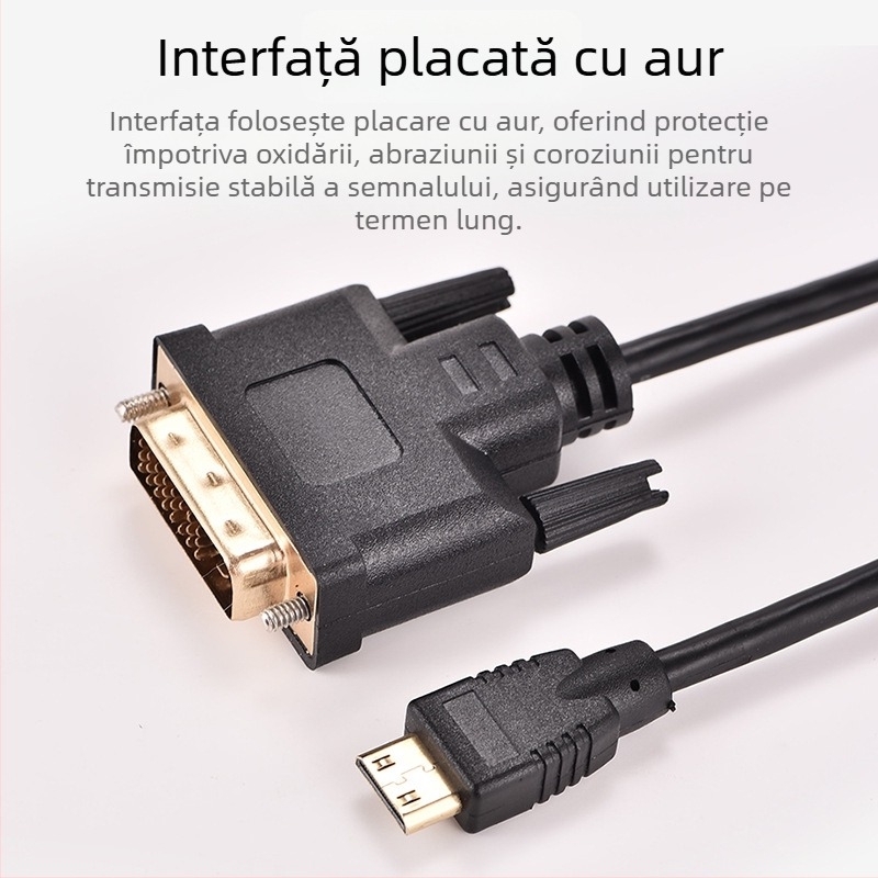 Cabl adaptor HDMI-C la DVI pentru PC, HDMI-C către DVI, 1 m, cupru fără oxid, placare cu aur