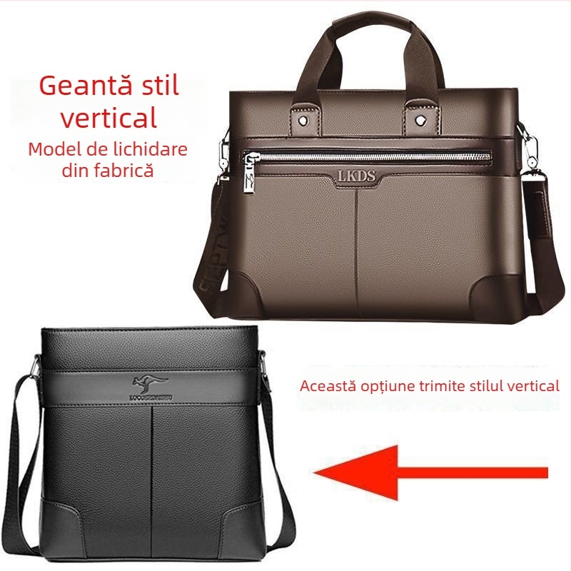 Geantă de afaceri — material PU, laptop 14 inch, căptușeală PU, potrivită pentru călătorii de afaceri