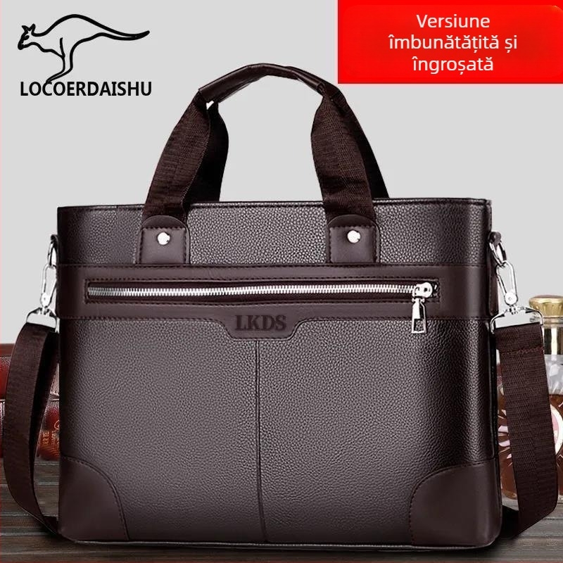 Geantă de afaceri — material PU, laptop 14 inch, căptușeală PU, potrivită pentru călătorii de afaceri