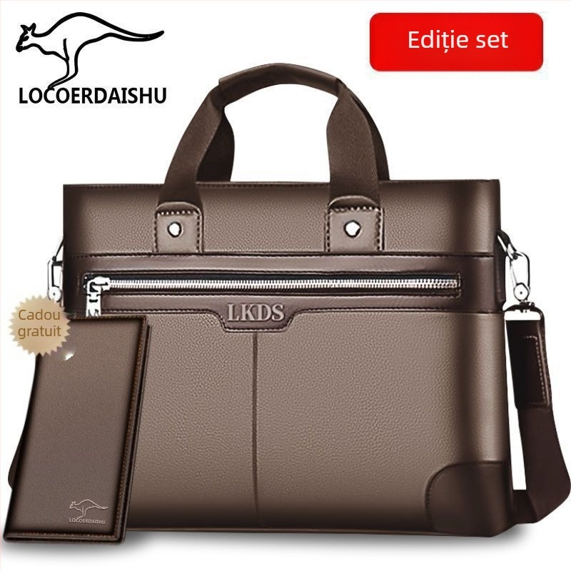 Geantă de afaceri — material PU, laptop 14 inch, căptușeală PU, potrivită pentru călătorii de afaceri