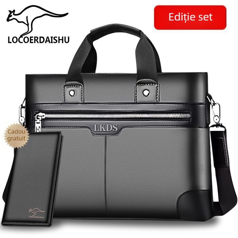 Geantă de afaceri — material PU, laptop 14 inch, căptușeală PU, potrivită pentru călătorii de afaceri