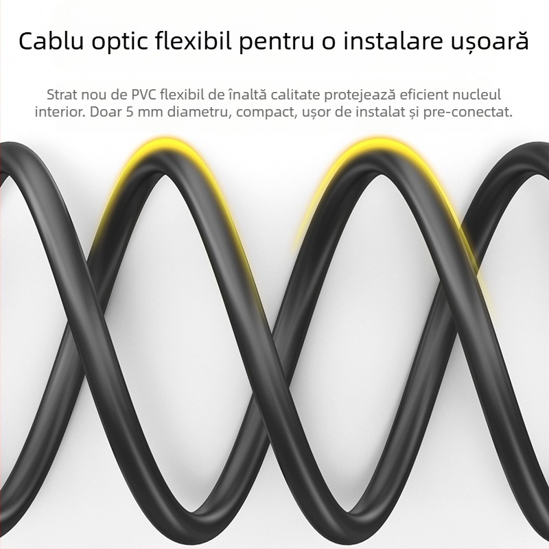 Cablu optic DP din fibră, versiunea 1.4, 8K/144Hz, contacte placate cu aur, lungime până la 100 m