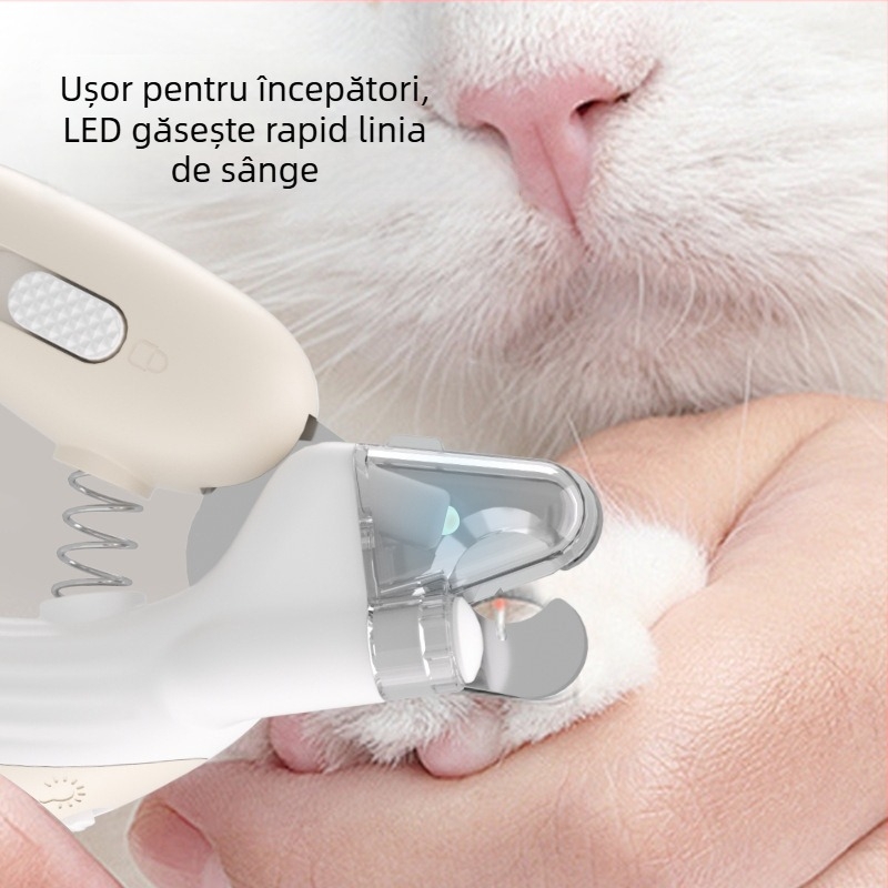 Clește pentru unghii pentru animale de companie cu LED pentru pisici și câini – ușor de folosit pentru începători