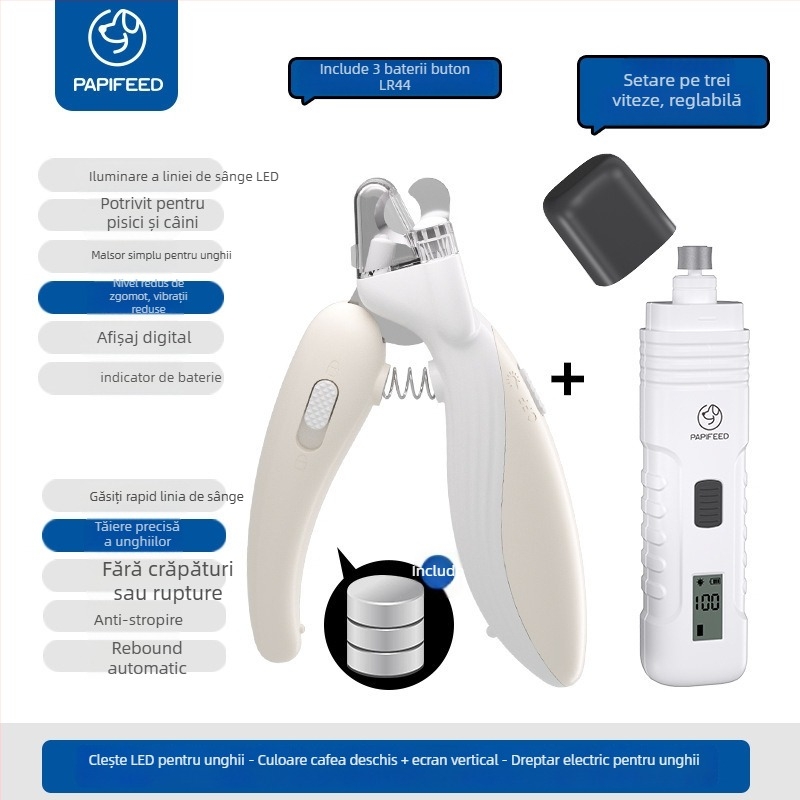 Clește pentru unghii pentru animale de companie cu LED pentru pisici și câini – ușor de folosit pentru începători