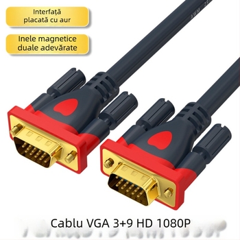 Cablu VGA 3+9, conector placat cu aur, cupru fără oxigen, lungime 1,5–20 m