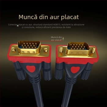 Cablu VGA 3+9, conector placat cu aur, cupru fără oxigen, lungime 1,5–20 m