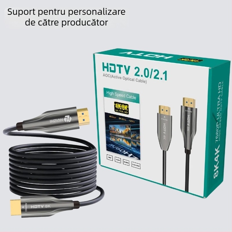 Cablu HDMI optic AOC, 8K2.1, activ, interfață HDMI, lungime 10–300 m, contacte placate cu aur