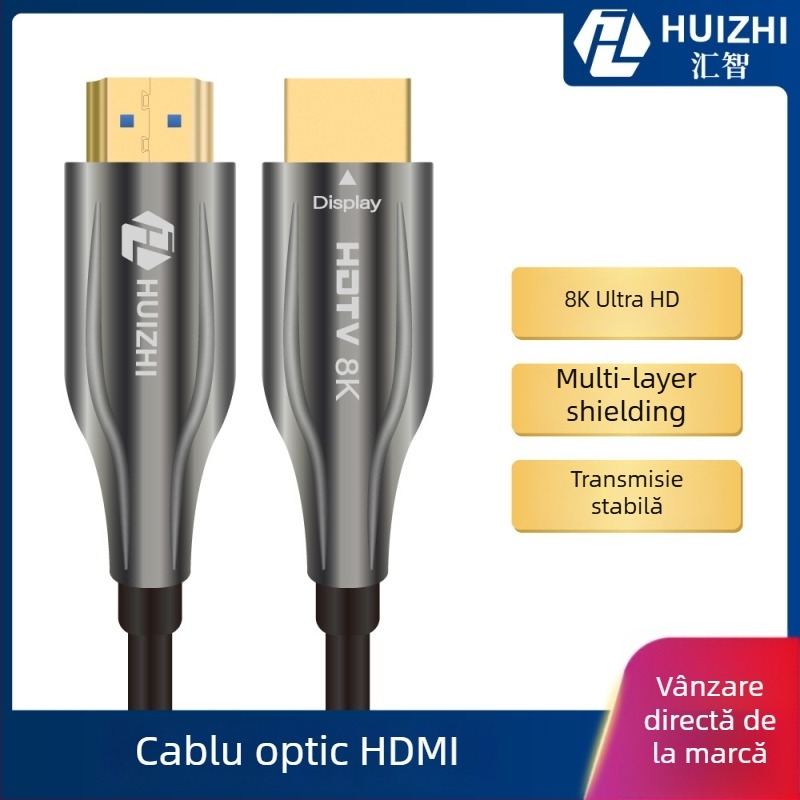 Cablu HDMI optic AOC, 8K2.1, activ, interfață HDMI, lungime 10–300 m, contacte placate cu aur