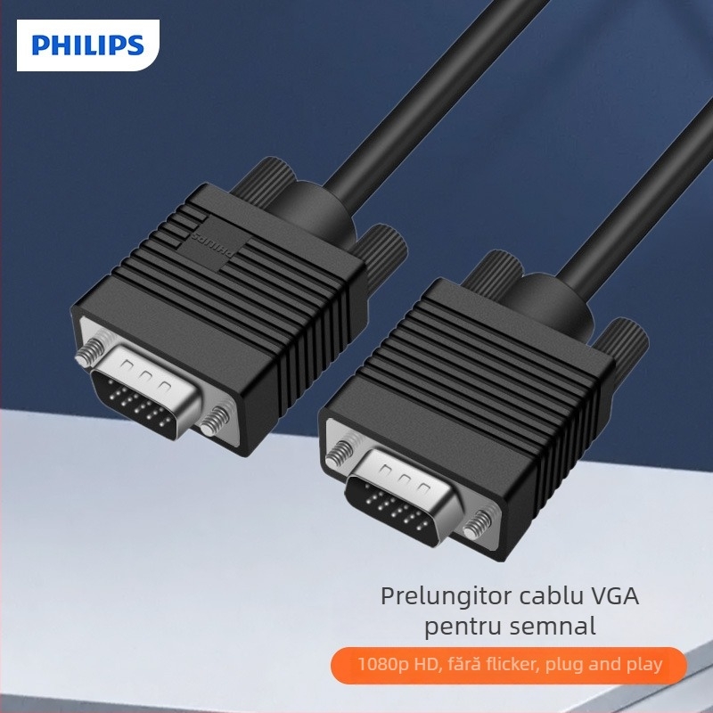 Philips cablu VGA extensie, model SWV6139A/93, VGA la VGA, cupru fără oxid, cablu adaptor