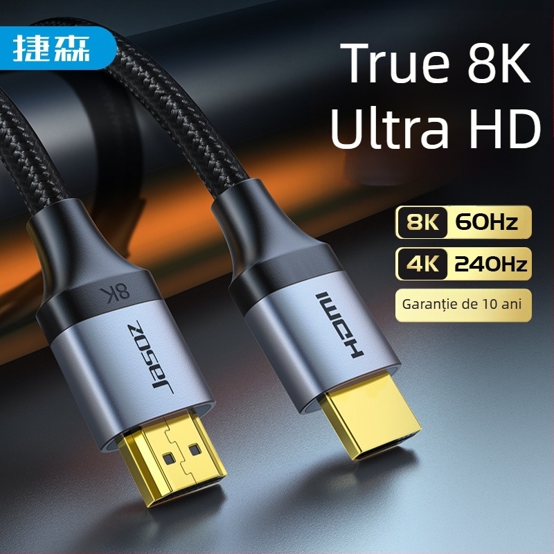 Jasoz cablu HDMI 2.1 – suport 8K, cupru fără oxigen placat cu aur, compatibil PS5/TV/PC/proiector