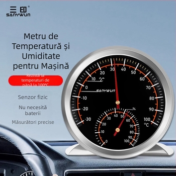 Termometru și higrometru auto, rezistent la temperaturi înalte, model Q18, marca SANYWUN; potrivit pentru gospodărie, interior, cameră pentru bebeluși, mașină, cușcă pentru animale.