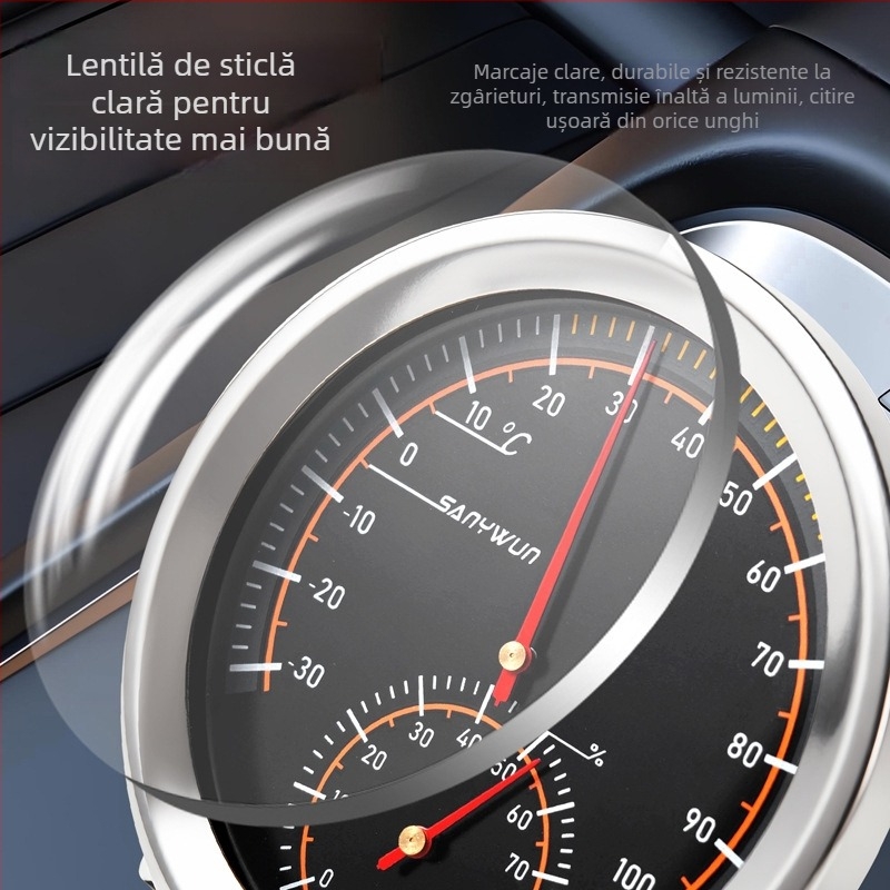 Termometru și higrometru auto, rezistent la temperaturi înalte, model Q18, marca SANYWUN; potrivit pentru gospodărie, interior, cameră pentru bebeluși, mașină, cușcă pentru animale.