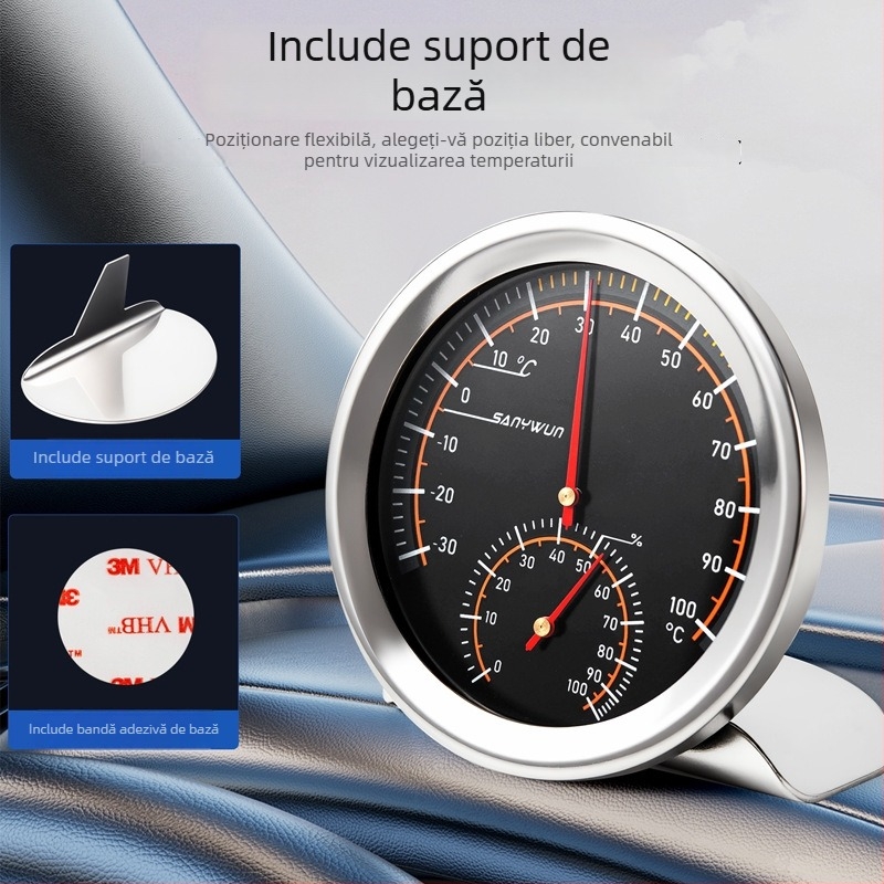 Termometru și higrometru auto, rezistent la temperaturi înalte, model Q18, marca SANYWUN; potrivit pentru gospodărie, interior, cameră pentru bebeluși, mașină, cușcă pentru animale.