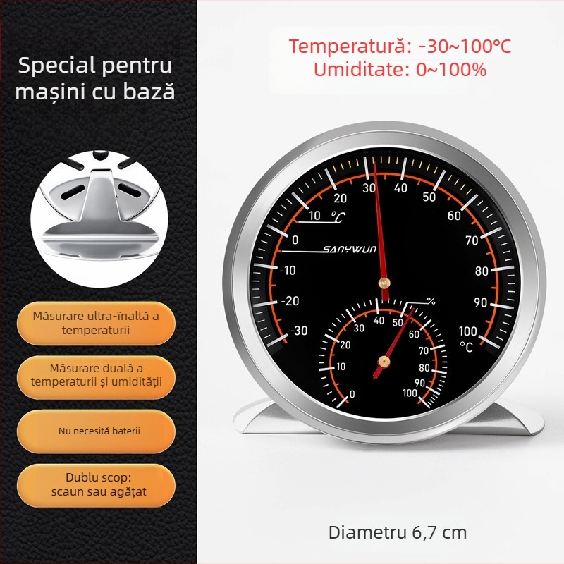 Termometru și higrometru auto, rezistent la temperaturi înalte, model Q18, marca SANYWUN; potrivit pentru gospodărie, interior, cameră pentru bebeluși, mașină, cușcă pentru animale.