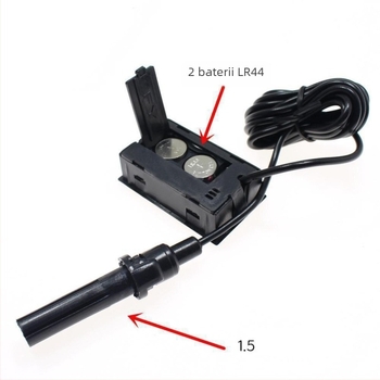 FY-12 Măsurător digital încorporat al temperaturii și umidității pentru vehicule, cu cablu sondă de 1,5 m, alimentat cu baterie buton de 1,5 V