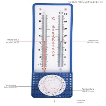 Termometru-higrometru pentru uz interior/exterior, precizie înaltă, seră, model 272-A