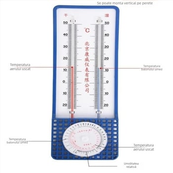 Termometru-higrometru pentru uz interior/exterior, precizie înaltă, seră, model 272-A