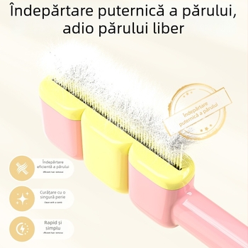 Deer hidden pieptene pentru eliminarea părului la pisici și câini — auto-curățare, îndepărtare noduri, ABS + ace din oțel, dinți pătrați