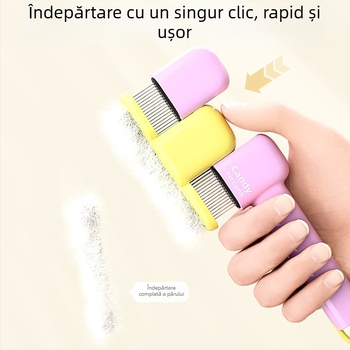 Deer hidden pieptene pentru eliminarea părului la pisici și câini — auto-curățare, îndepărtare noduri, ABS + ace din oțel, dinți pătrați