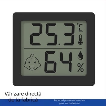 Moseko Monitor de temperatură și umiditate pentru casă — precizie înaltă, afișaj zâmbet confortabil, baterie CR2032