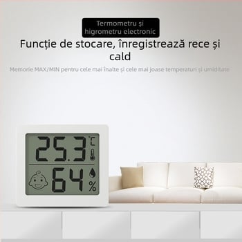 Moseko Monitor de temperatură și umiditate pentru casă — precizie înaltă, afișaj zâmbet confortabil, baterie CR2032