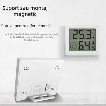 Moseko Monitor de temperatură și umiditate pentru casă — precizie înaltă, afișaj zâmbet confortabil, baterie CR2032