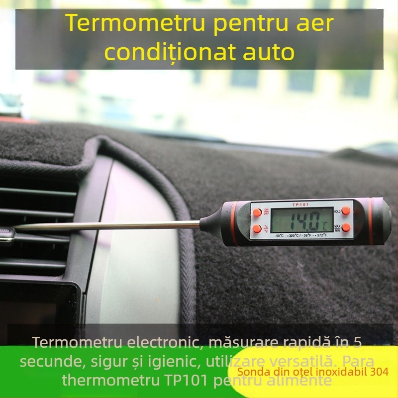 Termometru auto pentru aer condiționat, cu sondă pentru conducta de aer – 40 g, ambalaj cutie din plastic, brand There Shun