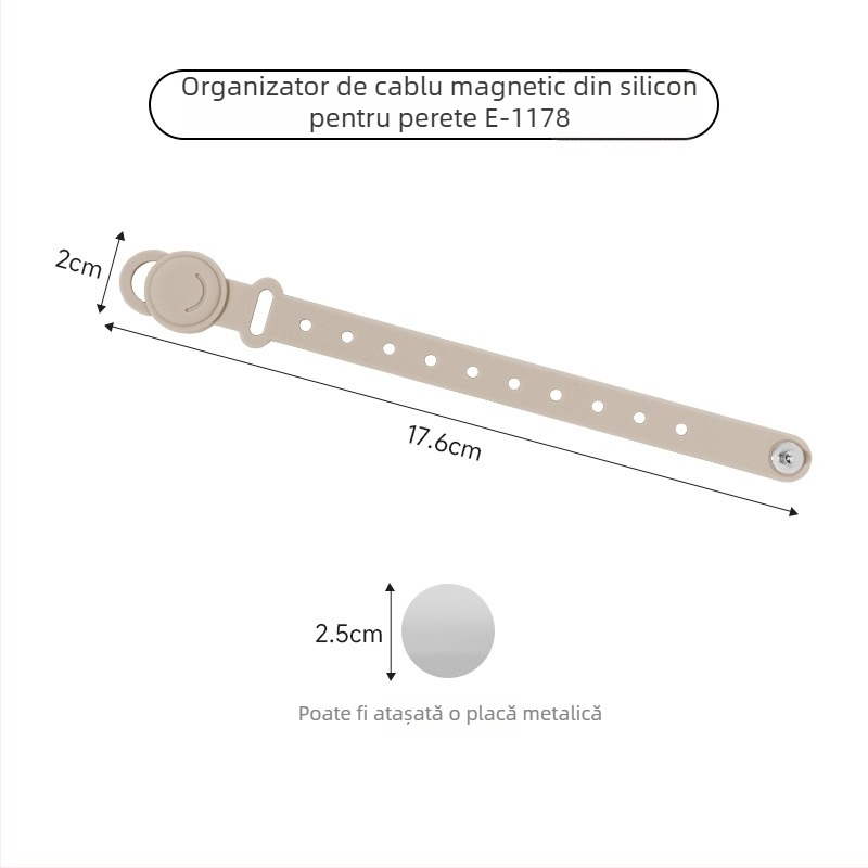 Organizator de cabluri montat pe perete din silicon cu magnet, holder pentru cabluri de date, design simplu și modern, pentru depozitare pe birou