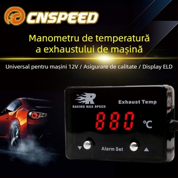 Indicator de temperatură a gazelor de eșapament cu afișaj digital - 0-1000°C, precizie 95%, senzor pentru mașină 12V, CNSPEED P-ETM-01