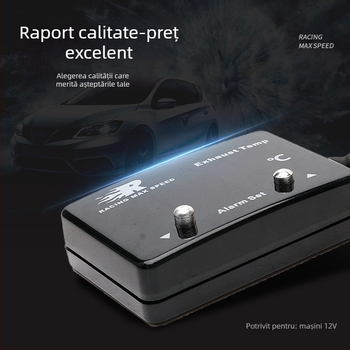 Indicator de temperatură a gazelor de eșapament cu afișaj digital - 0-1000°C, precizie 95%, senzor pentru mașină 12V, CNSPEED P-ETM-01