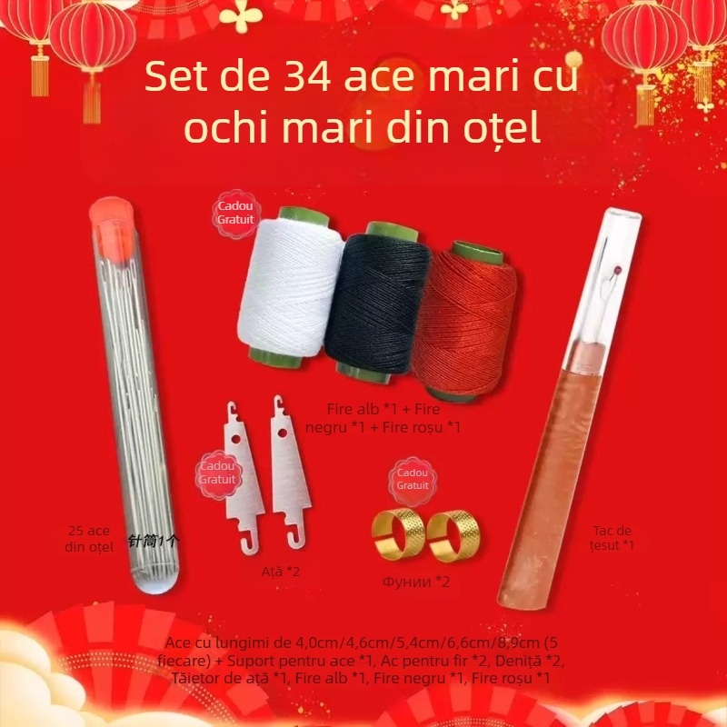 Set de desfăcut cusături, 34 de piese, ace din oțel lucrate manual, ace subțiri de cusut, stil modern