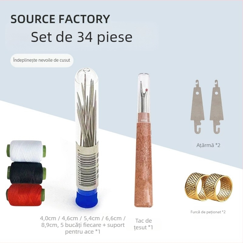 Set de desfăcut cusături, 34 de piese, ace din oțel lucrate manual, ace subțiri de cusut, stil modern