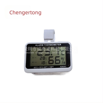 Măsurător electronic de temperatură și umiditate cu alarmă și magnet pentru frigider/congelator, interval -50 la 70 °C, precizie ±1 °C, dimensiuni 62×60×17 mm, baterie LR44/AG13